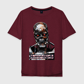 Мужская футболка хлопок Oversize с принтом Terminator T 800 в Белгороде, 100% хлопок | свободный крой, круглый ворот, “спинка” длиннее передней части | arnold schwarzenegger | cyberdyne | endoskeleton | judgment day | movies | skynet | t800 | terminator robot | арнольд шварценеггер | кино | робот | судный день | терминатор | эндоскилет