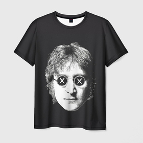 Мужская футболка 3D с принтом Ленон в очках в Кировске, 100% полиэфир | прямой крой, круглый вырез горловины, длина до линии бедер | alternative | beatles | music | rock | альтернатива | битлс | битлы | джон леннон | джордж харрисон | музыка | пол маккартни | ринго старр | рок