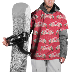 Накидка на куртку 3D с принтом Красные розы паттерн в Тюмени, 100% полиэстер |  | rose | паттерн | розочки | розы | цветки | цветочки | цветы