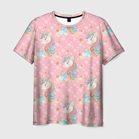 Мужская футболка 3D с принтом Единороги для девочек в Кировске, 100% полиэфир | прямой крой, круглый вырез горловины, длина до линии бедер | девочка | единороги | единорожка | лошадка | лошадь | милая | пони