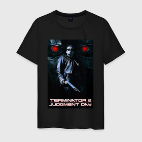 Мужская футболка хлопок с принтом Terminator JD в Тюмени, 100% хлопок | прямой крой, круглый вырез горловины, длина до линии бедер, слегка спущенное плечо. | arnold schwarzenegger | judgment day | movies | science fiction | t800 | terminator robot | арнольд шварценеггер | кино | научная фантастика | робот | судный день