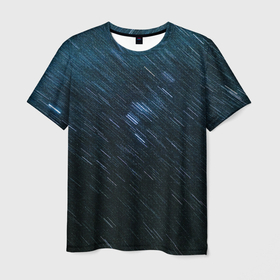 Мужская футболка 3D с принтом Sky line в Белгороде, 100% полиэфир | прямой крой, круглый вырез горловины, длина до линии бедер | выдержка | звезды | космос | небо | штрихи
