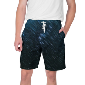 Мужские шорты 3D с принтом Sky line в Екатеринбурге,  полиэстер 100% | прямой крой, два кармана без застежек по бокам. Мягкая трикотажная резинка на поясе, внутри которой широкие завязки. Длина чуть выше колен | выдержка | звезды | космос | небо | штрихи