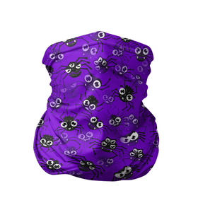 Бандана-труба 3D с принтом Вредные паучки , 100% полиэстер, ткань с особыми свойствами — Activecool | плотность 150‒180 г/м2; хорошо тянется, но сохраняет форму | halloween | арахнофобия | паттерн | паук | пауки | паучок | фиолетовый | хеллоуин