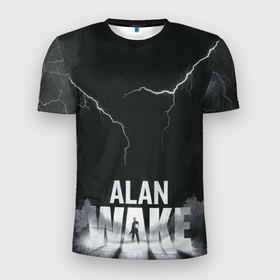 Мужская футболка 3D Slim с принтом Alan Wake | Dark Place в Белгороде, 100% полиэстер с улучшенными характеристиками | приталенный силуэт, круглая горловина, широкие плечи, сужается к линии бедра | Тематика изображения на принте: alan wake | forest | lightning | night | алан уэйк | деревья | лес | молния | ночь