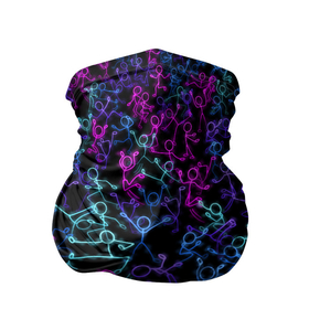 Бандана-труба 3D с принтом Neon Rave Party , 100% полиэстер, ткань с особыми свойствами — Activecool | плотность 150‒180 г/м2; хорошо тянется, но сохраняет форму | disco | rave | дискотека | неоновый | рейв | танцы | человечки