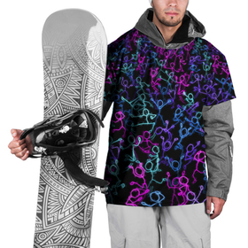 Накидка на куртку 3D с принтом Neon Rave Party в Тюмени, 100% полиэстер |  | Тематика изображения на принте: disco | rave | дискотека | неоновый | рейв | танцы | человечки