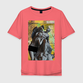 Мужская футболка хлопок Oversize с принтом Confrontation в Тюмени, 100% хлопок | свободный крой, круглый ворот, “спинка” длиннее передней части | борьба | граффити | женщина | картина | мужчина | птица | скульптура | современное искусство | статуя | узоры | уличный стиль