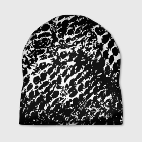Шапка 3D с принтом Хаос белого на черном в Новосибирске, 100% полиэстер | универсальный размер, печать по всей поверхности изделия | абстракция | краска | мазки | паутина | принт | пятна | разводы | раскраска | рисунок | сетка | текстура | узор | хаотичный | чб | черно белое