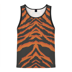 Мужская майка 3D с принтом Шкура тигра оранжевая , 100% полиэстер | круглая горловина, приталенный силуэт, длина до линии бедра. Пройма и горловина окантованы тонкой бейкой | Тематика изображения на принте: tiger | tiger fur | tiger hide | tiger texture | текстура тигра | тигр | тигровая