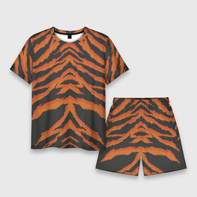 Мужской костюм с шортами 3D с принтом Шкура тигра оранжевая в Белгороде,  |  | tiger | tiger fur | tiger hide | tiger texture | текстура тигра | тигр | тигровая