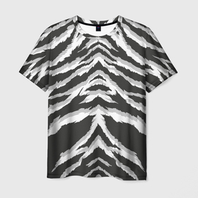 Мужская футболка 3D с принтом Белая шкура тигра в Новосибирске, 100% полиэфир | прямой крой, круглый вырез горловины, длина до линии бедер | tiger | tiger fur | tiger hide | tiger texture | текстура тигра | тигр | тигровая