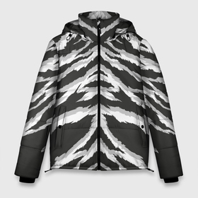 Мужская зимняя куртка 3D с принтом Белая шкура тигра в Новосибирске, верх — 100% полиэстер; подкладка — 100% полиэстер; утеплитель — 100% полиэстер | длина ниже бедра, свободный силуэт Оверсайз. Есть воротник-стойка, отстегивающийся капюшон и ветрозащитная планка. 

Боковые карманы с листочкой на кнопках и внутренний карман на молнии. | tiger | tiger fur | tiger hide | tiger texture | текстура тигра | тигр | тигровая