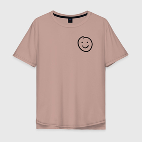 Мужская футболка хлопок Oversize с принтом Смайлик (со стороны сердца) в Курске, 100% хлопок | свободный крой, круглый ворот, “спинка” длиннее передней части | Тематика изображения на принте: emoji | круг | лицо | милота | настроение | овал | позитив | радость | рисунок от руки | рожица | символ | смайл | смайлик | счастье | улыбающийся | улыбка | человечек | эмодзи | эмотикон | эмоции