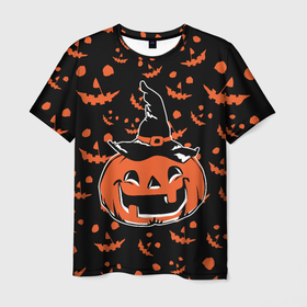 Мужская футболка 3D с принтом ТЫКВА в Белгороде, 100% полиэфир | прямой крой, круглый вырез горловины, длина до линии бедер | america | halloween | usa | америка | тыква | тыква улыбается | тьма | ужас | хелловин | хеллоуин | хэллоуин