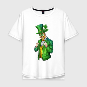 Мужская футболка хлопок Oversize с принтом Дедушка Патрик в Екатеринбурге, 100% хлопок | свободный крой, круглый ворот, “спинка” длиннее передней части | иллюстрация | ирландия | мужчина | патрик | святой | счастливый