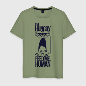 Мужская футболка хлопок с принтом Голодный человечек в Санкт-Петербурге, 100% хлопок | прямой крой, круглый вырез горловины, длина до линии бедер, слегка спущенное плечо. | 