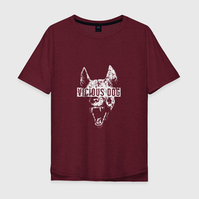 Мужская футболка хлопок Oversize с принтом Vicious dog , 100% хлопок | свободный крой, круглый ворот, “спинка” длиннее передней части | волк | дикий | животные | зверь | злая собака | зло | пёс | страшный | хищник