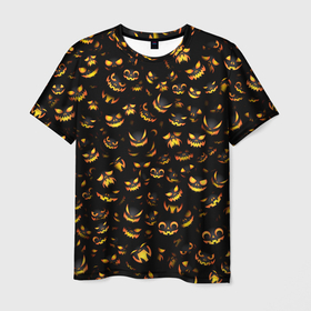Мужская футболка 3D с принтом Ночные монстры в Курске, 100% полиэфир | прямой крой, круглый вырез горловины, длина до линии бедер | halloween | монстр | паттерн | тыква | тыквы | хэллоуин