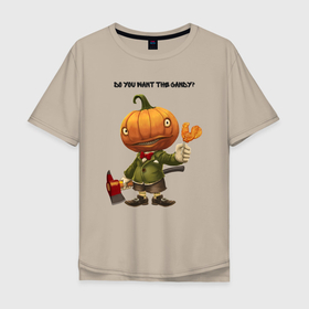 Мужская футболка хлопок Oversize с принтом Candy в Курске, 100% хлопок | свободный крой, круглый ворот, “спинка” длиннее передней части | леденец | монстр | топор | тыква | хэллоуин