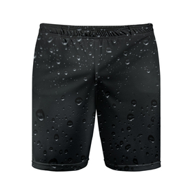 Мужские шорты спортивные с принтом Ночной дождь в Курске,  |  | Тематика изображения на принте: без надписей | дождь | капли | ночь | стекло | темный | черный