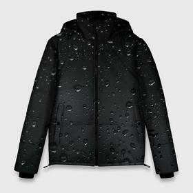 Мужская зимняя куртка 3D с принтом Ночной дождь в Белгороде, верх — 100% полиэстер; подкладка — 100% полиэстер; утеплитель — 100% полиэстер | длина ниже бедра, свободный силуэт Оверсайз. Есть воротник-стойка, отстегивающийся капюшон и ветрозащитная планка. 

Боковые карманы с листочкой на кнопках и внутренний карман на молнии. | без надписей | дождь | капли | ночь | стекло | темный | черный