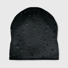 Шапка 3D с принтом Ночной дождь в Курске, 100% полиэстер | универсальный размер, печать по всей поверхности изделия | Тематика изображения на принте: без надписей | дождь | капли | ночь | стекло | темный | черный