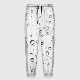 Мужские брюки 3D с принтом Утренний дождь в Белгороде, 100% полиэстер | манжеты по низу, эластичный пояс регулируется шнурком, по бокам два кармана без застежек, внутренняя часть кармана из мелкой сетки | без надписей | белый | вода | дождь | капли | светлый | стекло