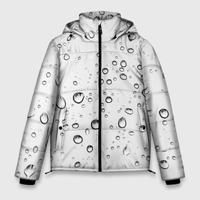 Мужская зимняя куртка 3D с принтом Утренний дождь в Белгороде, верх — 100% полиэстер; подкладка — 100% полиэстер; утеплитель — 100% полиэстер | длина ниже бедра, свободный силуэт Оверсайз. Есть воротник-стойка, отстегивающийся капюшон и ветрозащитная планка. 

Боковые карманы с листочкой на кнопках и внутренний карман на молнии. | без надписей | белый | вода | дождь | капли | светлый | стекло