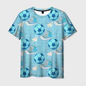 Мужская футболка 3D с принтом Юный футболист в Кировске, 100% полиэфир | прямой крой, круглый вырез горловины, длина до линии бедер | мальчик | мяч | футбол | футболист | футбольный мяч | школьник