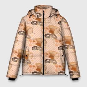 Мужская зимняя куртка 3D с принтом Хлебобулочные изделия в Белгороде, верх — 100% полиэстер; подкладка — 100% полиэстер; утеплитель — 100% полиэстер | длина ниже бедра, свободный силуэт Оверсайз. Есть воротник-стойка, отстегивающийся капюшон и ветрозащитная планка. 

Боковые карманы с листочкой на кнопках и внутренний карман на молнии. | Тематика изображения на принте: булка | выпечка | еда | мука | покупать | столовая | хлеб