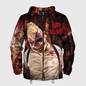 Мужская ветровка 3D с принтом Самый страшный клоун в Санкт-Петербурге, 100% полиэстер | подол и капюшон оформлены резинкой с фиксаторами, два кармана без застежек по бокам, один потайной карман на груди | clown | evil | fear | happy halloween | holiday | horror | look | red eyes | scary | взгляд | злой | клоун | красные глаза | праздник | страшный | ужас | хэллоуин