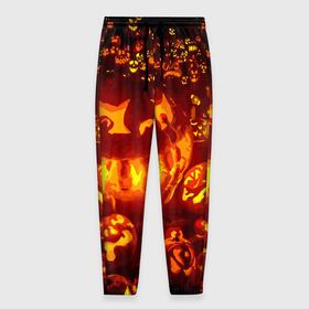 Мужские брюки 3D с принтом Тыквы на Хэллоуин в Кировске, 100% полиэстер | манжеты по низу, эластичный пояс регулируется шнурком, по бокам два кармана без застежек, внутренняя часть кармана из мелкой сетки | angry | different | fear | funny | glow | happy halloween | holiday | many | night | pumpkins | весёлые | злые | много | ночь | праздник | разные | светятся | тыквы | хэллоуин