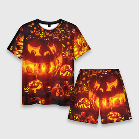 Мужской костюм с шортами 3D с принтом Тыквы на Хэллоуин ,  |  | angry | different | fear | funny | glow | happy halloween | holiday | many | night | pumpkins | весёлые | злые | много | ночь | праздник | разные | светятся | тыквы | хэллоуин