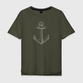 Мужская футболка хлопок Oversize с принтом Sea Anchor в Тюмени, 100% хлопок | свободный крой, круглый ворот, “спинка” длиннее передней части | anchor | минимализм | простота | рисунок | якорь