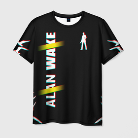 Мужская футболка 3D с принтом Alan Wake Glitch в Курске, 100% полиэфир | прямой крой, круглый вырез горловины, длина до линии бедер | alan wake | алан уэйк | игра | экшен триллер