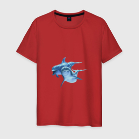 Мужская футболка хлопок с принтом Два маленьких дельфина в Санкт-Петербурге, 100% хлопок | прямой крой, круглый вырез горловины, длина до линии бедер, слегка спущенное плечо. | дельфины | животные | морские млекопитающие | природа | рыбы