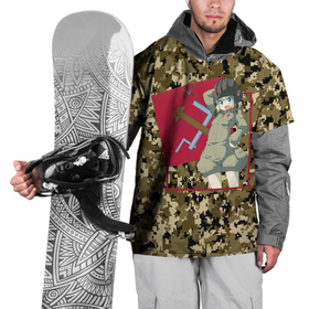 Накидка на куртку 3D с принтом Домашний танкист в Курске, 100% полиэстер |  | аниме тян | девушки и танки | домашний спецназ | камуфляж | тянка