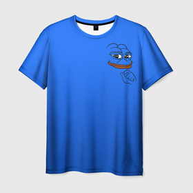 Мужская футболка 3D с принтом Лягушка мем в Белгороде, 100% полиэфир | прямой крой, круглый вырез горловины, длина до линии бедер | frog | sad | sad frog | грустная лягушка | лягушка