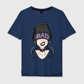 Мужская футболка хлопок Oversize с принтом BAD девочка в Екатеринбурге, 100% хлопок | свободный крой, круглый ворот, “спинка” длиннее передней части | bad | девочка | девочки | панк | рок | шапка