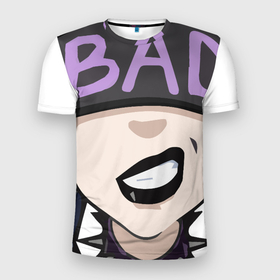 Мужская футболка 3D Slim с принтом BAD девочка в Белгороде, 100% полиэстер с улучшенными характеристиками | приталенный силуэт, круглая горловина, широкие плечи, сужается к линии бедра | bad | девочка | девочки | панк | рок | шапка
