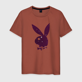 Мужская футболка хлопок с принтом Зайчик , 100% хлопок | прямой крой, круглый вырез горловины, длина до линии бедер, слегка спущенное плечо. | бабочка | животные | заяц | космический | минимализм | млекопитающее | плэйбой