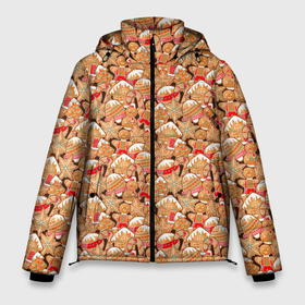 Мужская зимняя куртка 3D с принтом Праздничное Печенье в Екатеринбурге, верх — 100% полиэстер; подкладка — 100% полиэстер; утеплитель — 100% полиэстер | длина ниже бедра, свободный силуэт Оверсайз. Есть воротник-стойка, отстегивающийся капюшон и ветрозащитная планка. 

Боковые карманы с листочкой на кнопках и внутренний карман на молнии. | Тематика изображения на принте: christmas | merry christmas | дед мороз | ёлка | елочные шары | игрушки | новый год | печенье | подарок | праздник | пряники | рождество | с новым годом | сантаклаус | сладости | украшения