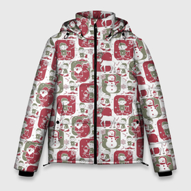 Мужская зимняя куртка 3D с принтом Санта везёт подарки в Курске, верх — 100% полиэстер; подкладка — 100% полиэстер; утеплитель — 100% полиэстер | длина ниже бедра, свободный силуэт Оверсайз. Есть воротник-стойка, отстегивающийся капюшон и ветрозащитная планка. 

Боковые карманы с листочкой на кнопках и внутренний карман на молнии. | christmas | merry christmas | santa claus | гном | дед мороз | ёлка | новый год | подарок | праздник | салют | сантаклаус | снеговик | снегурочка | снежинки