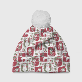 Шапка 3D c помпоном с принтом Санта везёт подарки в Новосибирске, 100% полиэстер | универсальный размер, печать по всей поверхности изделия | Тематика изображения на принте: christmas | merry christmas | santa claus | гном | дед мороз | ёлка | новый год | подарок | праздник | салют | сантаклаус | снеговик | снегурочка | снежинки