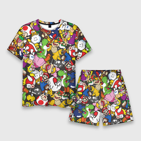 Мужской костюм с шортами 3D с принтом Mario   ALL STARS в Курске,  |  | bowser | bullet bill | goomba | koopa troopa | luigi | mario | princess peach | toad | yoshi | боузер | гриб | гумба | йоши | купа | луиджи | марио | пуля билл