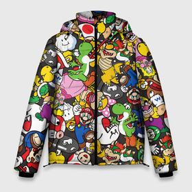 Мужская зимняя куртка 3D с принтом Mario   ALL STARS в Санкт-Петербурге, верх — 100% полиэстер; подкладка — 100% полиэстер; утеплитель — 100% полиэстер | длина ниже бедра, свободный силуэт Оверсайз. Есть воротник-стойка, отстегивающийся капюшон и ветрозащитная планка. 

Боковые карманы с листочкой на кнопках и внутренний карман на молнии. | bowser | bullet bill | goomba | koopa troopa | luigi | mario | princess peach | toad | yoshi | боузер | гриб | гумба | йоши | купа | луиджи | марио | пуля билл
