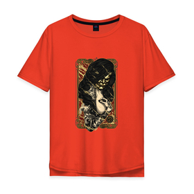 Мужская футболка хлопок Oversize с принтом Golden G в Курске, 100% хлопок | свободный крой, круглый ворот, “спинка” длиннее передней части | geisha | japan | samurai | золото | самурай | япония | японская маска