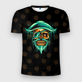 Мужская футболка 3D Slim с принтом Gold of Pirates в Белгороде, 100% полиэстер с улучшенными характеристиками | приталенный силуэт, круглая горловина, широкие плечи, сужается к линии бедра | pirate | золото | компас | монеты | пиратская шляпа | пиратские монеты | пираты