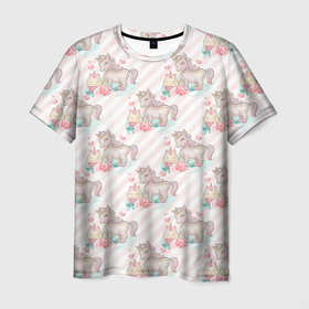 Мужская футболка 3D с принтом Единороги паттер в Кировске, 100% полиэфир | прямой крой, круглый вырез горловины, длина до линии бедер | единорог | кони | лошадка | лошадь | милый | пони | радуга
